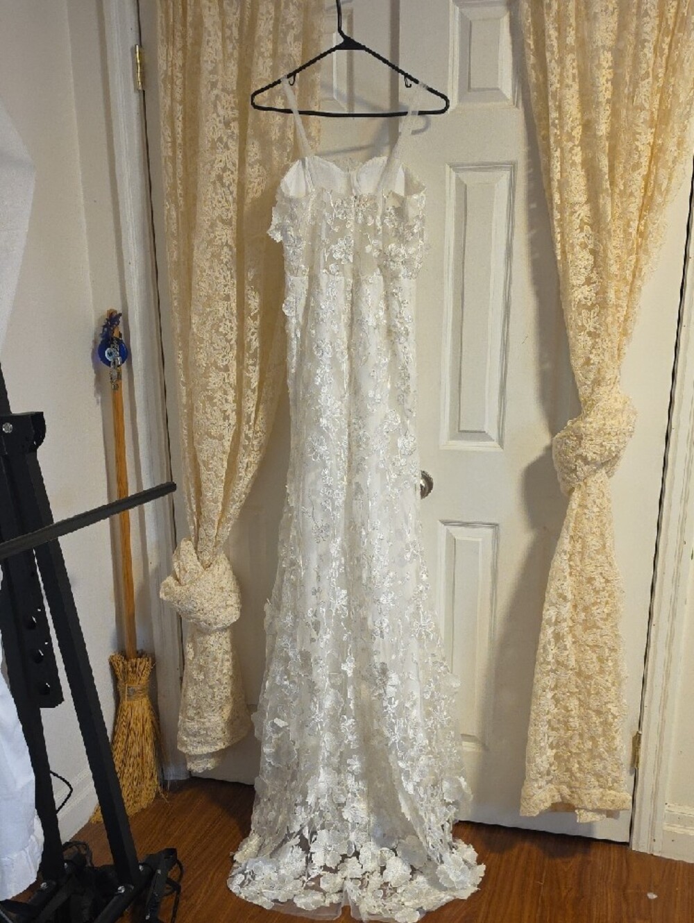 White Floral Wedding Lace Maxi Dress - Picture 5 of 12